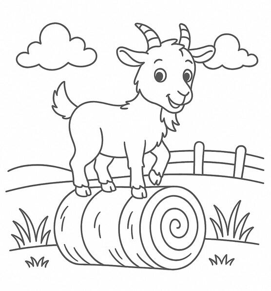 Chèvre Chèvre à colorier dans une ferme.