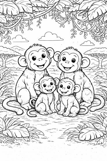 Famille de suricates Famille de suricates à colorier dans la savane.