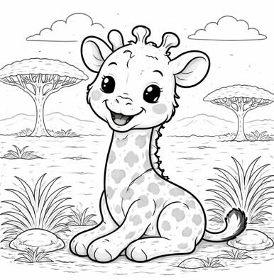 Girafe Girafe à colorier au cœur de la savane.
